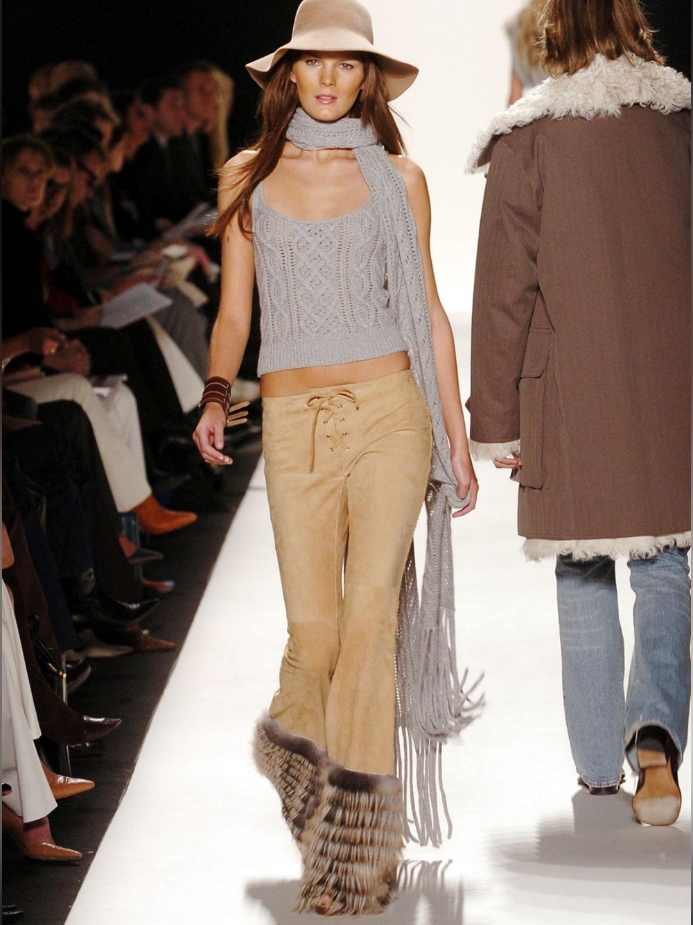 Michael Kors Rare Archival Collection Fall
2004 Runway Suede Fur Cuff Pants